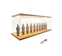 Boite Acrylique Étui d'Exposition Large et Court avec Éclairage à Bande Led, Vitrine Empilable en Acrylique pour Casques, Cartes Palets de Hockey, Boîte Bureau(95x80x95 cm/38x32x38 in)