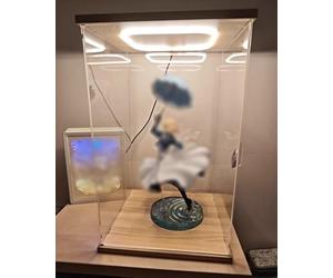 Boite Acrylique Présentoir en Acrylique Étanche à la Poussière avec Bande LED Intégrée Lumière Chaude, Vitrine pour Casque et Palet de Hockey pour Maison Bureau(60x60x80cm/24x24x31.5")