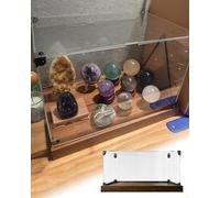 Boite Acrylique Vitrine en Acrylique Extra Large et Basse Avec Coins Métalliques Anti-rayures, Base en Panneau de Bois de 3 cm d'Épaisseur et Cadre en Aluminium(35x25x25 cm/14x10x10 in)