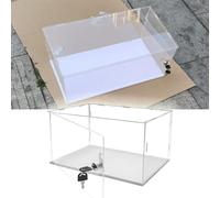 Boite Acrylique Vitrine en Acrylique Transparent avec Serrure et Clé, Vitrine Moyenne Personnalisable, Organiseur Rectangulaire à Assembler pour Bijoux, Souvenirs et Maquettes(20x35xH15cm/8x14x6")