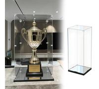 Boite Acrylique Vitrine Miroir Haute et Étroite, Support en Boîte Acrylique Transparent pour Figurines, Rondelle de Hockey, Casque, Décoration Rangement Cartes(10x15xH30cm/4x6x12")