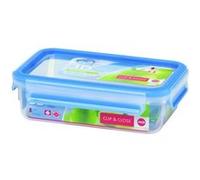 EMSA 508539 Boîte alimentaire rectangulaire avec couvercle, 0.8 Litre, Transparent/bleu, Clip & Close