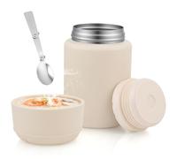 Boîte Alimentaire Isotherme 550ml Pot isotherme sous vide avec Cuillère | Thermos Alimentaire Chaud, Thermos pour Déjeuner Garde au Chaud/Froid, sans BPA, pour Ecole, Bureau, Camping (Blanc)