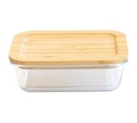Boîte Alimentaire Pebbly Plat/Boite Rectangulaire En Verre Avec Couvercle En Bambou - 640 Ml