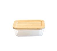 Plat/boîte rectangulaire en verre avec couvercle en bambou - 1520 ml - 152.0000 cl