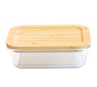 Boîte alimentaire rectangulaire en verre et bambou 1L 20x15 cm