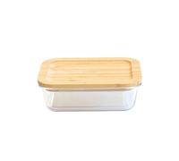 Boîte alimentaire rectangulaire en verre et bambou 1L - - Transparent - Verre