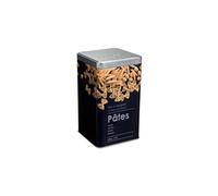 Paris Prix – Boîte alimentaire Relief II – pour pâtes – 10,8 x 10,8 x 18,4 cm – Fer et étain – Noir