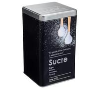 Boîte de rangement AC-Deco Boite alimentaire - Relief II - sucre en poudre - 10.8 x 10.8 x 18.4 cm - Fer et étain - Noir