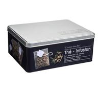 Boite alimentaire - Relief II - thé-infusion - 21 x 16.5 x 8.5 cm - Fer et étain - Noir