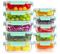 Boite Alimentaire Verre avec Couvercle Hermétique - Lot de 10 Lunch Box Verre Réutilisables