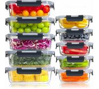 Boite Alimentaire Verre avec Couvercle Hermétique - Lot de 10 Lunch Box Verre Réutilisables
