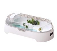 boîte Alimentation des Reptiles, Aquarium réservoir avec Table de séchage au Soleil et Filtre Blanc 49,5x26x15cm