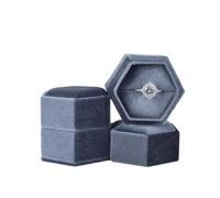 Boite Alliance Mariage Boîte À Bagues Carrée Octogonale Vintage Simple Et Double Avec Couvercle Amovible, Boîte De Rangement For Boucles D'oreilles, Demande En Mariage(Grey Blue-S,Single ring box)