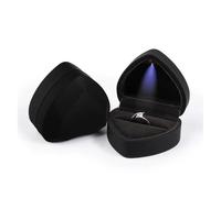Boite Alliance Mariage Boîte à bagues lumineuse carrée en forme de cœur, présentoir à bijoux, rangement for mariage, fiançailles(Black-Heart)