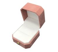 Boite Alliance Mariage Boîte à bijoux en velours, coffret octogonal un compartiment for alliances, présentoir boucles d'oreilles et bagues(Pink)