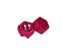 Boite Alliance Mariage Boîte à bijoux hexagonale, boîte à alliances, for la décoration de la maison, du salon, du bureau, for une demande en mariage ou des fiançailles.(Red)