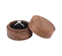 Boite Alliance Mariage, Ecrin Bague Boîte à Bagues en Bois pour 2 Bagues, Rond Boîte de Rangement, Idéale pour Fiançailles Mariage et Cadeau de Saint-Valentin Boîte à Alliances Compact et Élégant (A)