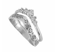 Boîte Anneaux Anneaux doigt couleur unie de V guirlande correspondant femmes ensemble cadeau de mariage femmes ensemble Boîte Jouets Bijoux (Silver, 11)