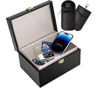 Boîte Anti Rfid Clé Voiture Ensemble Avec Etui Rfid, Boitier Blocage Signal,Protecteur Antivol Pour Porte-Clés,Anti-Hacking Protection Contre Le Vol Pour Les Clés De Voiture Carte De Crédit