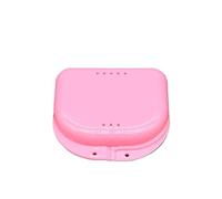 Boite Appareil Dentaire Boîte de rangement for prothèses dentaires (50 pièces) avec trous d'aération, étui protection for appareils orthodontiques et dispositifs contention(Pink)