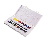 Sennelier Boîte aquarelle Voyage - 24 demi-godets, sangle élastique, couleurs variées