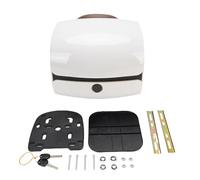 Boîte Arrière de Dossier de Moto 32L, Boîtier Supérieur Léger et Résistant à la Pluie en ABS Durable avec Kit de Montage pour Motos et Tourisme (Blanc Brillant)