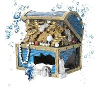 Boîte au trésor d'aquarium, décoration d'ornement en résine, décoration de Paysage avec Construction Robuste, Accessoire Transparent avec Placement Facile, Alimentation de réservoir, pièce décorative