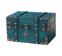 Boîte au trésor en bois de style vintage avec serrure pour ranger clés, mots de passe et autres objets essentiels (vert A)