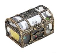 Boîte au trésor pirate rétro en plastique transparent pour ranger des pierres en cristal, et un récipient pratique pour bijoux et petits accessoires