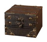 Boîte au trésor rétro - Mni Boîte de rangement en bois, Boîte de rangement rétro en bois | Boîte avec cadenas pour trésors vintage en bois, Mni Boîte à bijoux en bois, Mni cercueil pour les joies