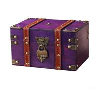 Boîte au trésor vintage en bois avec serrure pour ranger clés, mots de passe et autres petits objets de valeur sur le bureau (violet B)