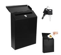 Boîte aux Lettres, 29 x 22 x 6,5 cm Boîte aux Lettres Rétro en Fer avec Serrure et 2 Clés, Box aux Lettre Murale en Fer, Box aux Lettre Décorative Extérieure, pour Les Journaux(Noir)