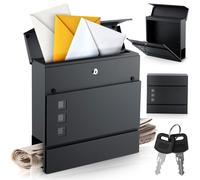 Humberg Boîte aux Lettres - Acier - Résistant aux intempéries - Verrouillable - Journal - 37 x 37 x 10,5 cm - Anthracite