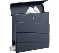 Boîte aux lettres Achtrup 37 x 37 x 11 cm Boîte postale avec tube porte-journaux Boîte aux lettres murale avec 2 clés Acier anthracite