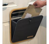 Boîte aux lettres avec cadre en bambou, sans vis, porte-courrier en tissu, sac à courrier sans outils, organiseur de couloir, adapté aux animaux domestiques, design élégant et durable (gris)