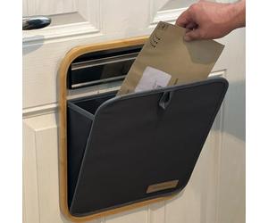 Boîte aux lettres avec cadre en bambou, sans vis, porte-courrier en tissu, sac à courrier sans outils, organiseur de couloir, adapté aux animaux domestiques, design élégant et durable (gris)