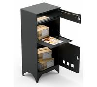 Boîte aux Lettres avec Compartiment à Colis pour L'extérieur, Moderne, Grande, XXL, Anthracite, avec Serrure à Code, en Acier Inoxydable, Résistante aux Intempéries