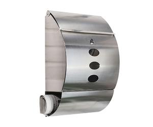 Boîte aux lettres avec compartiment à journaux, montage mural, boîte aux lettres, fenêtre de visualisation, verrouillable ente, acier inoxydable argenté, L 30 cm