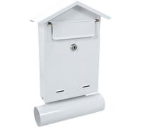 Boîte aux lettres, avec emplacement pour journal, blanc, format B6, 23x7x37,5 cm, Damech