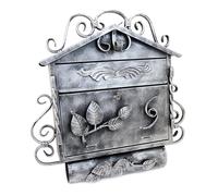 Boîte aux lettres, avec emplacement pour journal, éléments forgés, argent, format C4, 52,5x15,5x53 cm, Damech