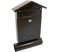 Boîte aux lettres, avec emplacement pour journal, marron, format B6, 23x7x37,5 cm, Damech