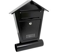 Boîte aux lettres, avec emplacement pour journal, noir, format B6, 29,5x7,5x37,5 cm, Damech