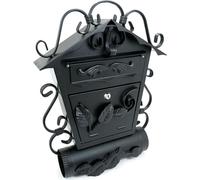 Boîte aux lettres, avec espace pour journal incliné, éléments forgés, noir, format B5, 38x12,5x51,5 cm, Damech