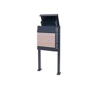 Boîte aux lettres avec pied HWC-K41 métal galvanisé anthracite aspect bois Anthracite G