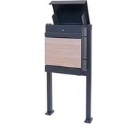 Boîte aux lettres avec pied HWC-K41 métal galvanisé anthracite aspect bois