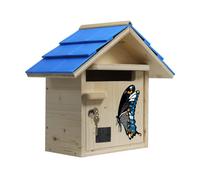 Boite aux lettres bois creastuce : papillon courte prestige azur