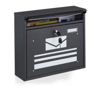 Boîte aux lettres coffre à journaux verrouillable 2 clés acier noir étanche