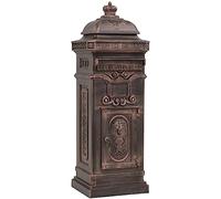 Boîte aux lettres colonne en aluminium, style vintage, antirouille, bronze, avec serrure verrouillable, grand rabat, résistante aux intempéries, pour jardin, entrée, extérieur, avec t montage