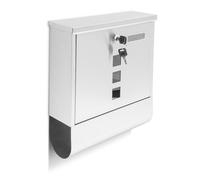 Relaxdays 10018448 Boîte aux lettre avec compartiment pour journaux fenêtre 2 clés acier inoxydable, Argent, 30 x 33, 5 x 8, 5 cm